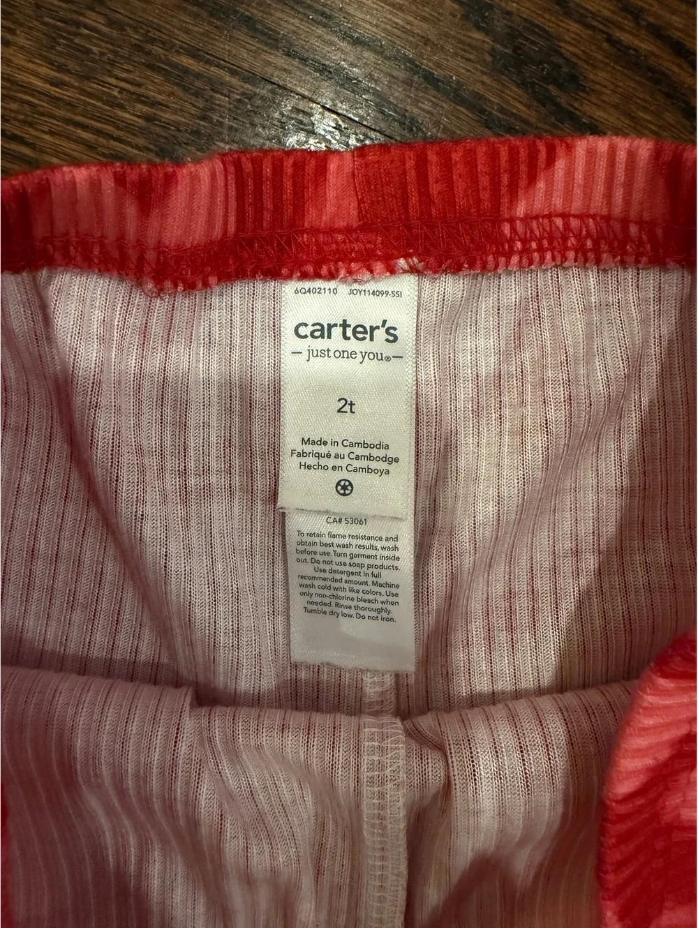 Carter’s Toddler 2T Red Pink Heart Pajama Set Valentine’s Long Sleeve PJs